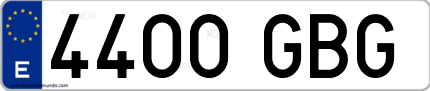 Ejemplo de matrícula de coche ordinaria 4400 GBG