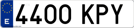 Ejemplo de matrícula de coche ordinaria 4400 KPY