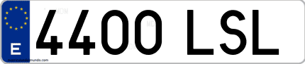 Ejemplo de matrícula de coche ordinaria 4400 LSL