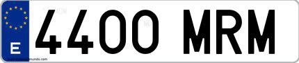 Ejemplo de matrícula española 4400 MRM