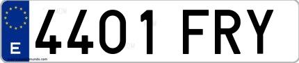 Ejemplo de matrícula española 4401 FRY