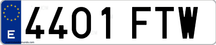 Ejemplo de matrícula de coche ordinaria 4401 FTW