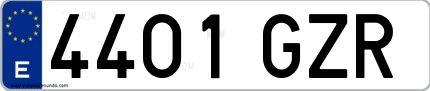 Ejemplo de matrícula española 4401 GZR