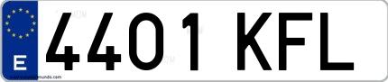 Ejemplo de matrícula española 4401 KFL