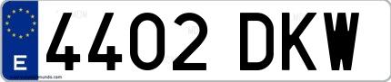 Ejemplo de matrícula de coche ordinaria 4402 DKW