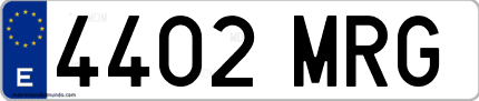Ejemplo de matrícula de coche ordinaria 4402 MRG