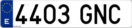 Ejemplo de matrícula española 4403 GNC