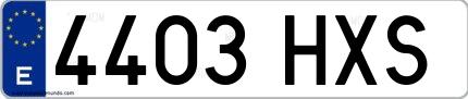 Ejemplo de matrícula de coche ordinaria 4403 HXS