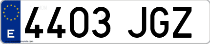 Ejemplo de matrícula de coche ordinaria 4403 JGZ