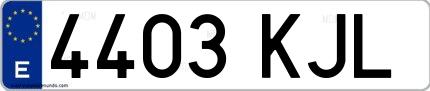 Ejemplo de matrícula española 4403 KJL