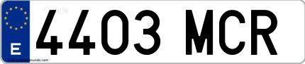 Ejemplo de matrícula española 4403 MCR