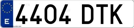 Ejemplo de matrícula española 4404 DTK