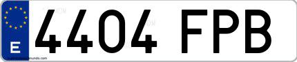Ejemplo de matrícula española 4404 FPB