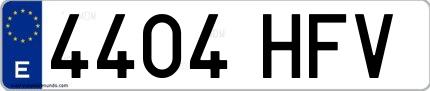 Ejemplo de matrícula española 4404 HFV