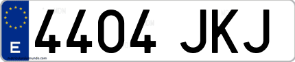 Ejemplo de matrícula de coche ordinaria 4404 JKJ