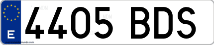 Ejemplo de matrícula de coche ordinaria 4405 BDS