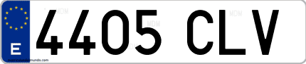 Ejemplo de matrícula de coche ordinaria 4405 CLV