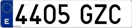 Ejemplo de matrícula española 4405 GZC
