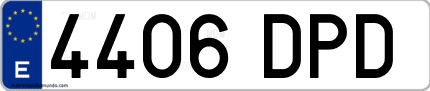 Ejemplo de matrícula de coche ordinaria 4406 DPD