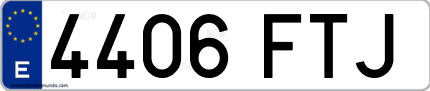 Ejemplo de matrícula de coche ordinaria 4406 FTJ
