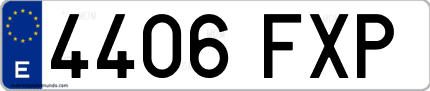 Ejemplo de matrícula de coche ordinaria 4406 FXP