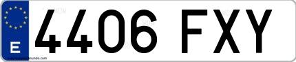 Ejemplo de matrícula de coche ordinaria 4406 FXY