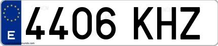 Ejemplo de matrícula de coche ordinaria 4406 KHZ
