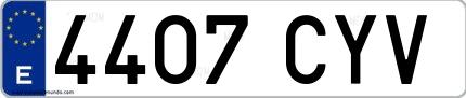 Ejemplo de matrícula española 4407 CYV