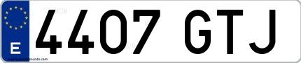 Ejemplo de matrícula española 4407 GTJ