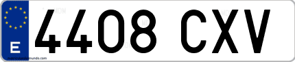Ejemplo de matrícula de coche ordinaria 4408 CXV