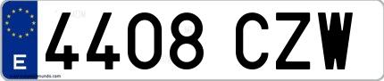 Ejemplo de matrícula española 4408 CZW