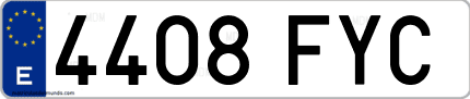 Ejemplo de matrícula de coche ordinaria 4408 FYC