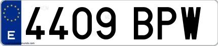 Ejemplo de matrícula española 4409 BPW