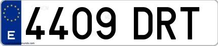 Ejemplo de matrícula de coche ordinaria 4409 DRT