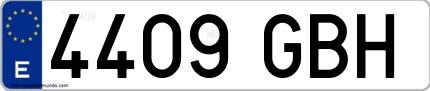 Ejemplo de matrícula española 4409 GBH