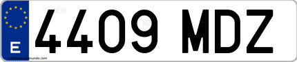 Ejemplo de matrícula de coche ordinaria 4409 MDZ