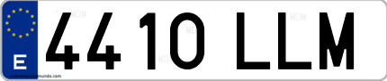 Ejemplo de matrícula de coche ordinaria 4410 LLM
