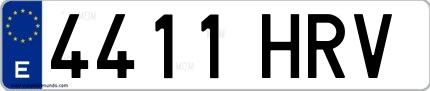 Ejemplo de matrícula española 4411 HRV