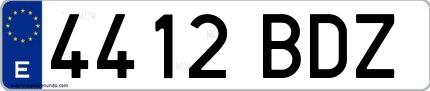 Ejemplo de matrícula española 4412 BDZ