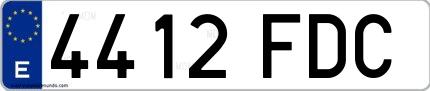 Ejemplo de matrícula española 4412 FDC