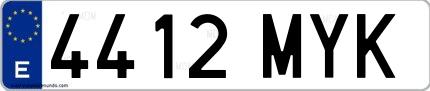 Ejemplo de matrícula española 4412 MYK