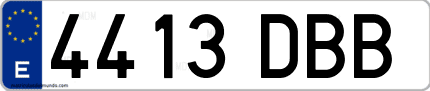 Ejemplo de matrícula de coche ordinaria 4413 DBB