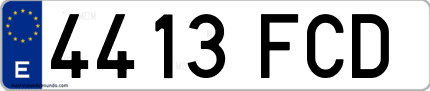 Ejemplo de matrícula de coche ordinaria 4413 FCD