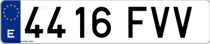 Ejemplo de matrícula de coche ordinaria 4416 FVV