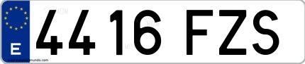 Ejemplo de matrícula española 4416 FZS