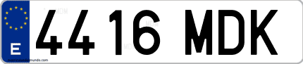 Ejemplo de matrícula de coche ordinaria 4416 MDK