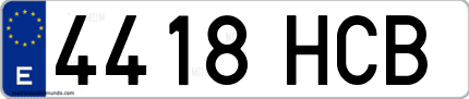 Ejemplo de matrícula de coche ordinaria 4418 HCB