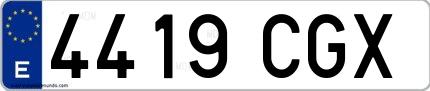 Ejemplo de matrícula española 4419 CGX
