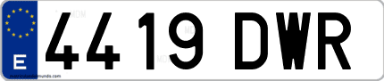 Ejemplo de matrícula de coche ordinaria 4419 DWR