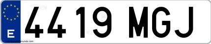Ejemplo de matrícula española 4419 MGJ